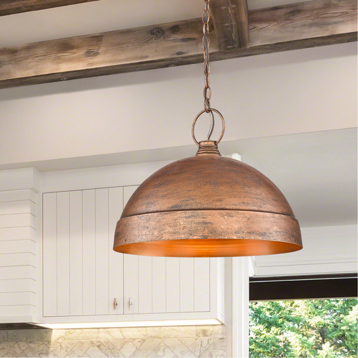 Golden Lighting 0318 L VC Lincoln 1 Light 17 inch Vintage Copper Pendant Ceiling Light